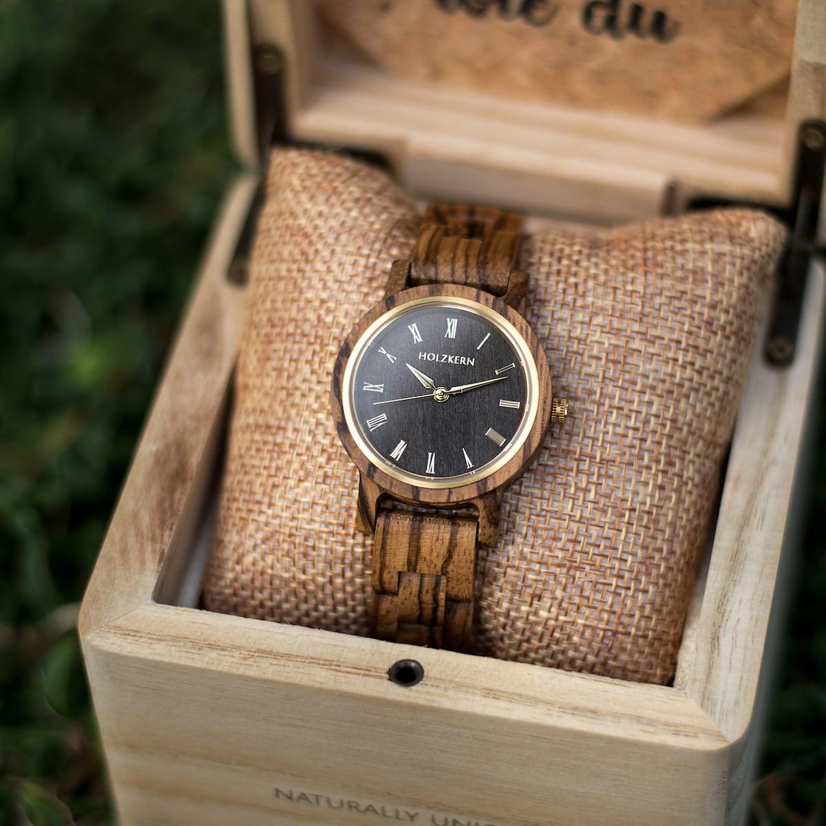 HOLZKERN | Erde Elemente Damen Holzarmbanduhr 32mm